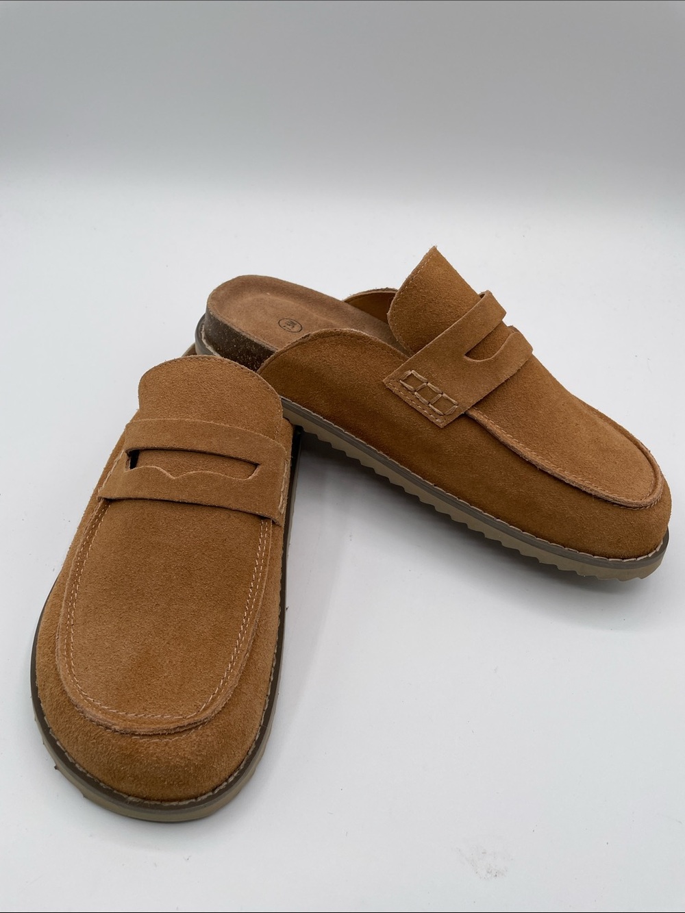 Cushionaire Women’s 7.5 Tan Suede Leather Slip-On Clog Loafer Mule NEW - Picture 8 of 13
